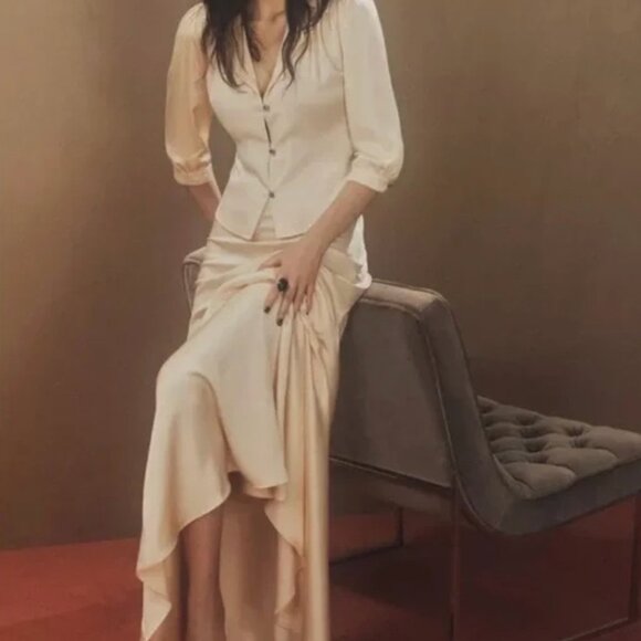 Zara Kate Moss Womens Maxi Skirt S pale pink Satin Blogger Fave 5344/202 NWT - Picture 5 of 16